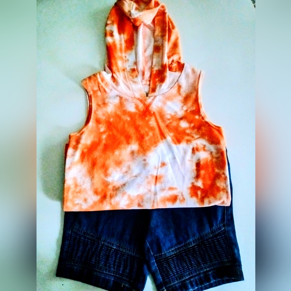 Orange and White Tie-Dye Sweatshirt